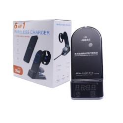 CARREGADOR RÁPIDO SEM FIO 6 EM 1 H35 PARA SMARTPHONE/APPLE WATCH/AIRPODS E AIRPODS PRO PRETO CARREGADOR RÁPIDO SEM FIO 6 EM 1 H35 PARA SMARTPHONE/APPLE WATCH/AIRPODS E AIRPODS PRO PRETO